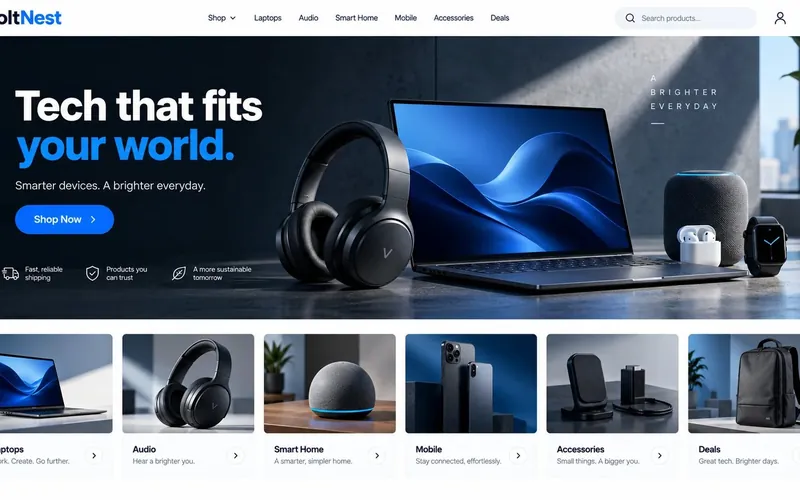 Voltnest Electronics — Retail & E-Commerce website concept design by NextGen