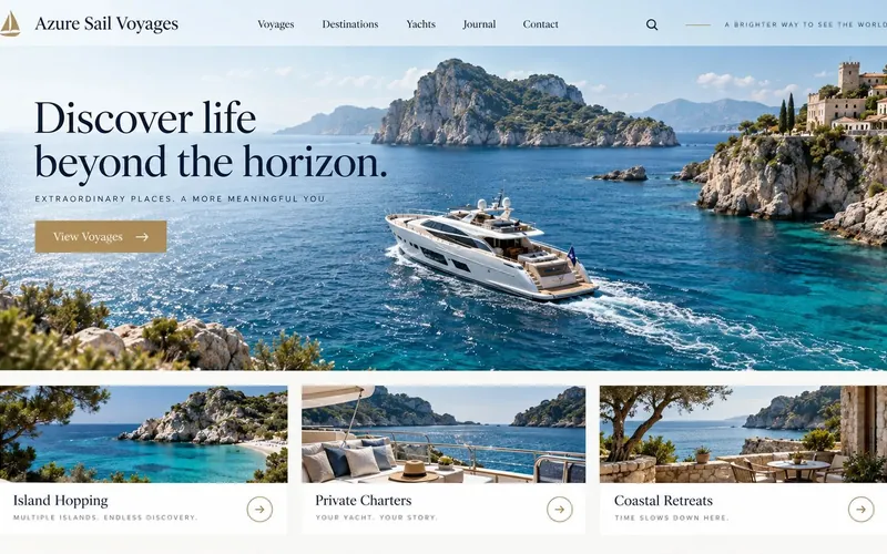 Azure Sail Voyages — Travel & Tourism website concept design by NextGen