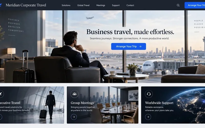 Meridian Corporate — Travel & Tourism website concept design by NextGen