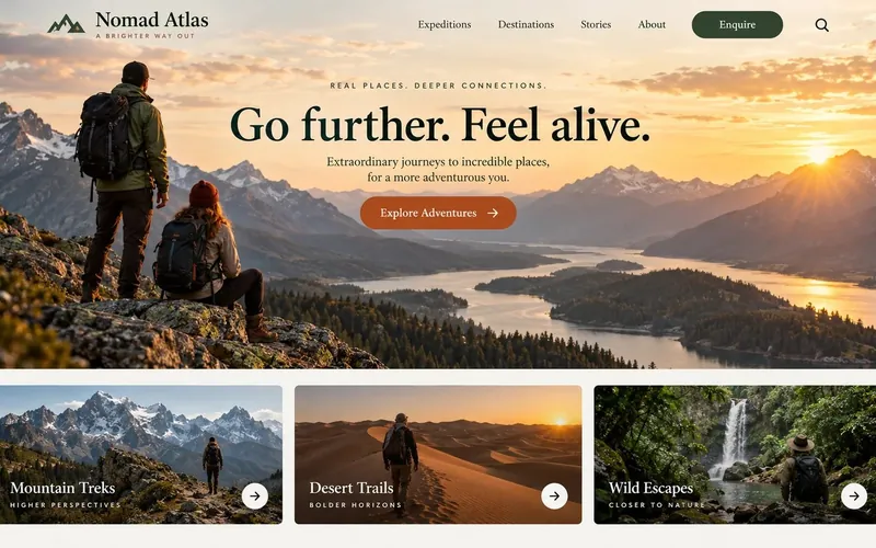 Nomad Atlas — Travel & Tourism website concept design by NextGen