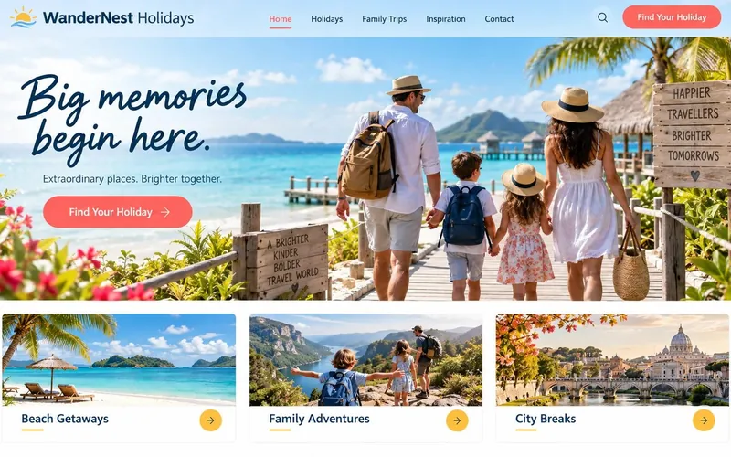 Wandernest Holidays — Travel & Tourism website concept design by NextGen
