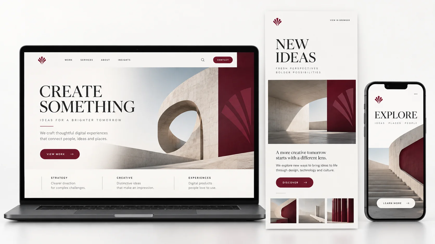 Illustrative digital marketing services sample designs in realistic mockups