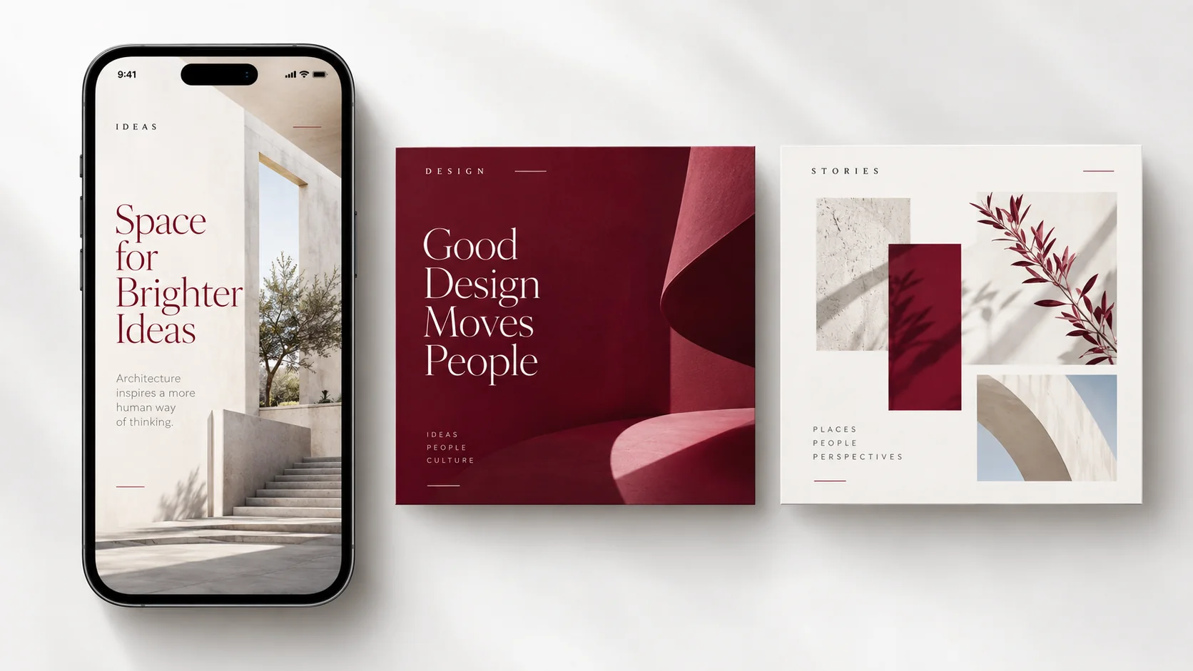 Illustrative social media content services sample designs in realistic mockups